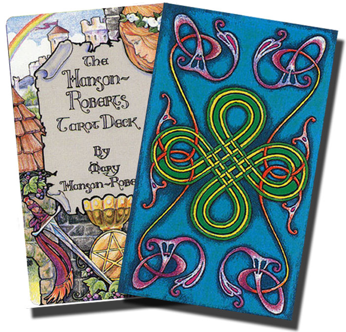The Hanson Roberts Tarot, showing the card back and the title card in the deck